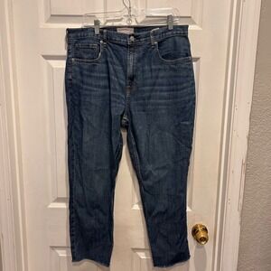 Everlane The Cheeky Jean Crop‎ Size 32 Dark Wash Denim Raw Hem Womens Jeans